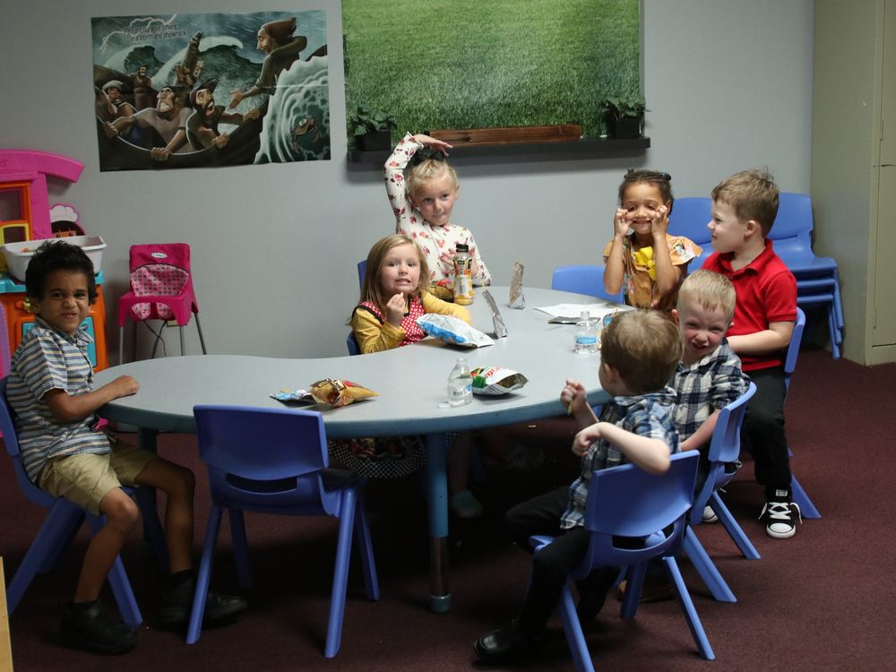 Preschoolers at snack time